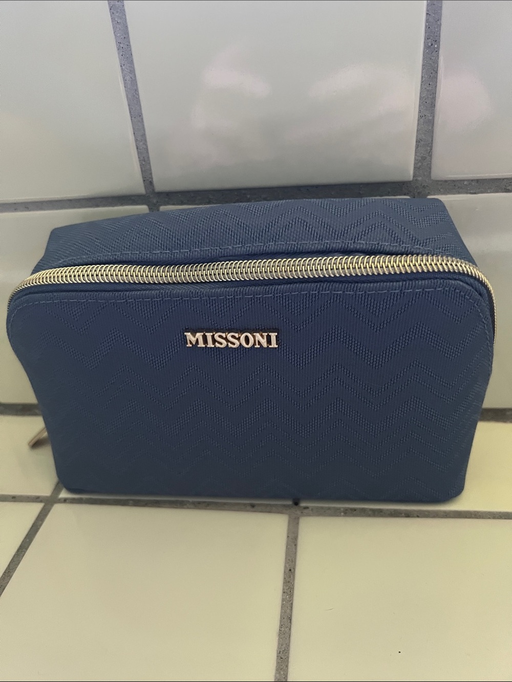 Missoni Navy and Gold Zip Toiletry Pouch